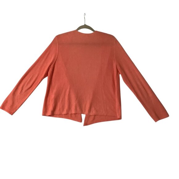 J. Jill Womens Open Front Cardigan Medium Petite Coral Linen Blend - Picture 6 of 7